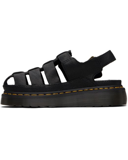 Dr. Martens Black Wrenlie Grizzly Leather Fisherman Sandals for men
