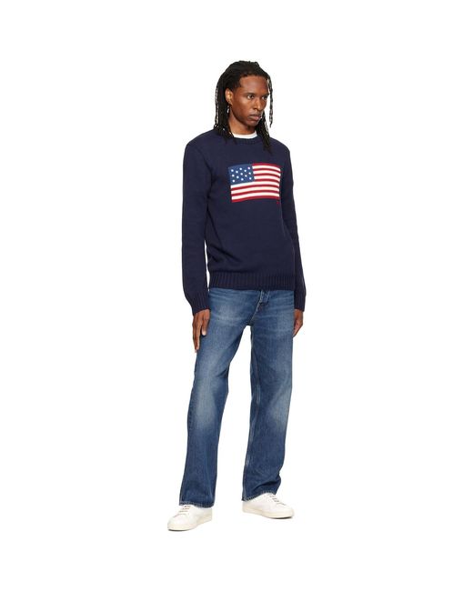 Polo Ralph Lauren Blue 'The Iconic Flag' Sweater for men