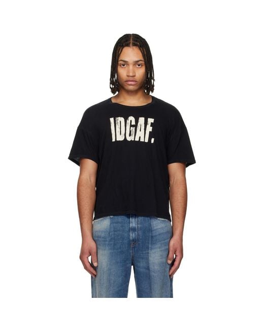 R13 Black 'I Don'T Give A F' Relaxed T-Shirt for men
