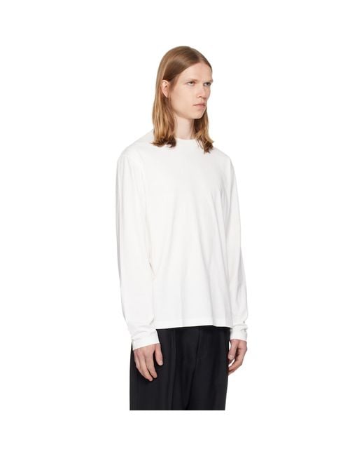 Jil Sander White Three-Pack Long-Sleeved T-Shirts for men