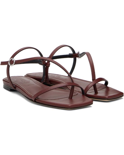 Aeyde Black Burgundy Ella Square-Toe Sandals
