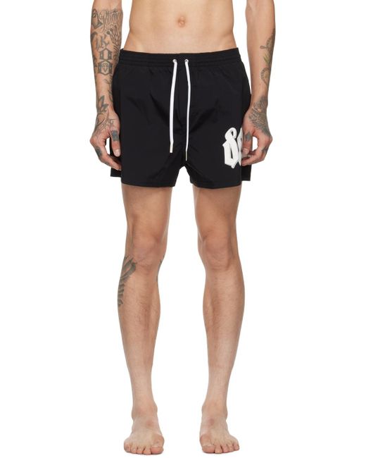 DSquared² Black Printed Swim Shorts for men