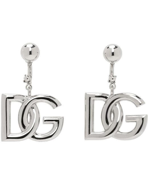 Dolce & Gabbana Black Dolce&gabbana Silver Logo Earrings