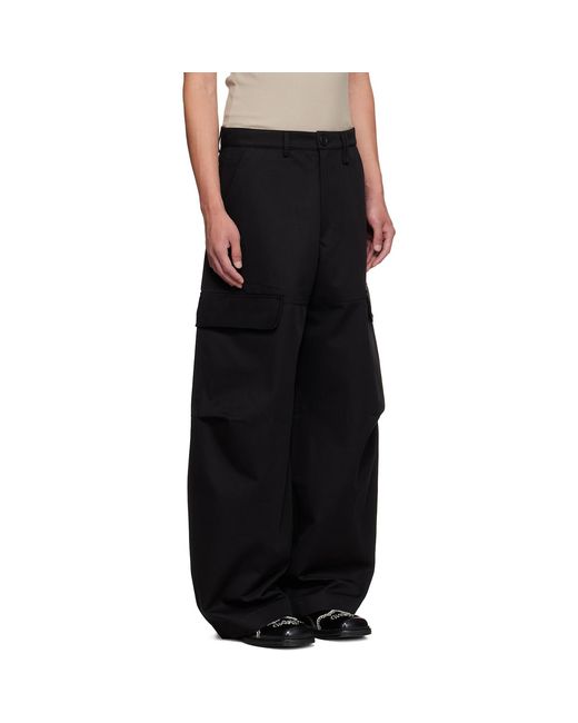 Simone Rocha Black Balloon Knee Pleat Cargo Pants for men