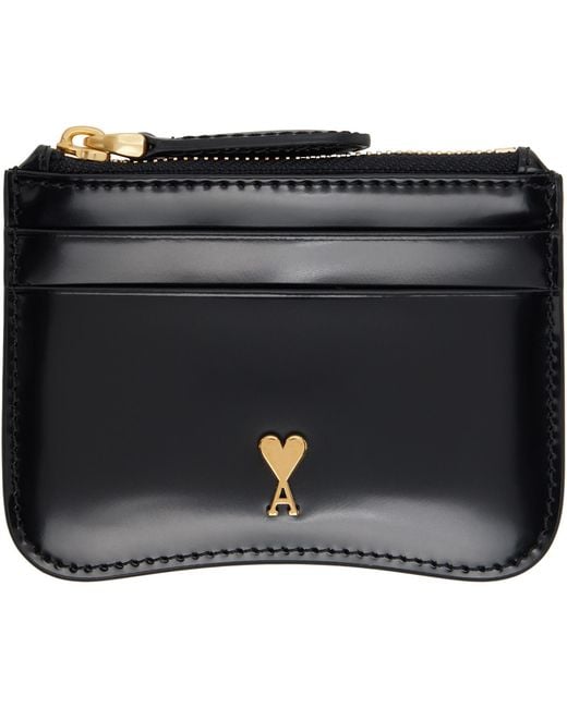AMI Black Paris Paris Zipped Card Holder