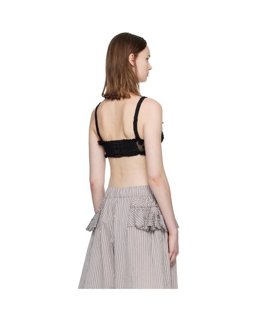 Dries Van Noten Black Polka Dot Mesh Bralette