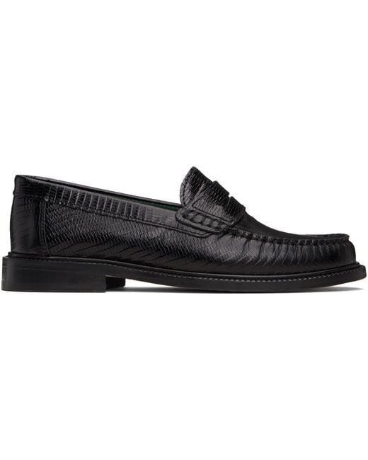 VINNY'S Black Lizard-Embossed 'Yardee' Loafers for men