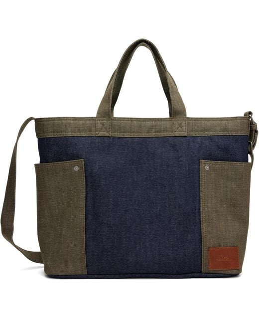A.P.C. Black Khaki Jardin Tote