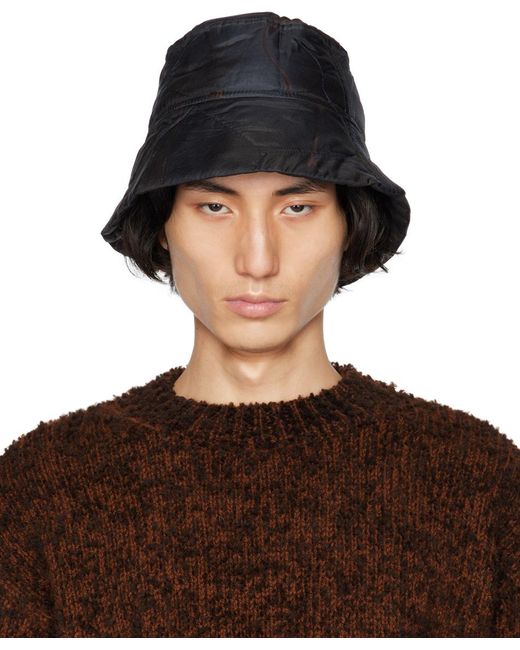 Dries Van Noten Brown Navy Printed Bucket Hat for men