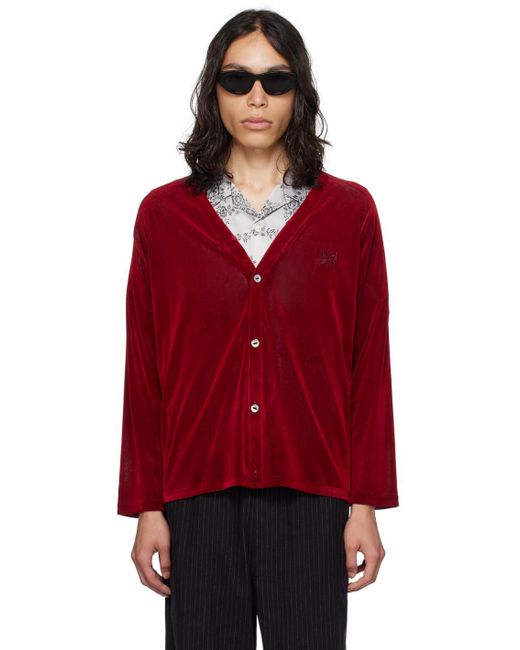 Needles Red Embroidered Cardigan for men