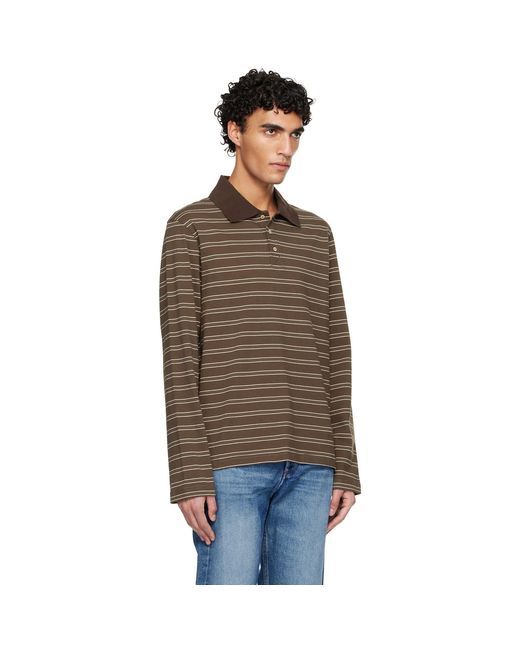 A.P.C. Black Long-Sleeve Striped Polo for men