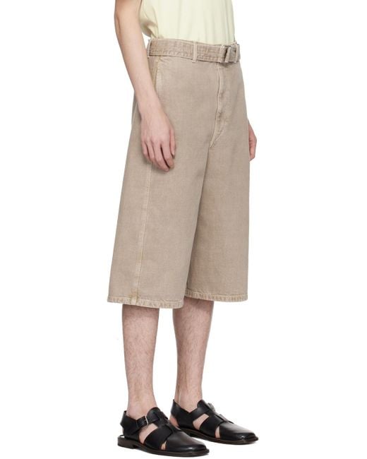 Lemaire Natural Twisted Denim Shorts for men