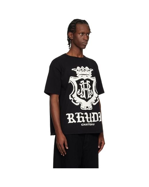 Rhude Black Oversized Chateau Crest T-Shirt for men