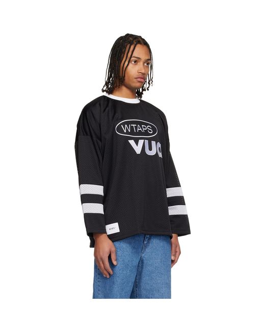(w)taps Black Netminder Ls T-Shirt for men