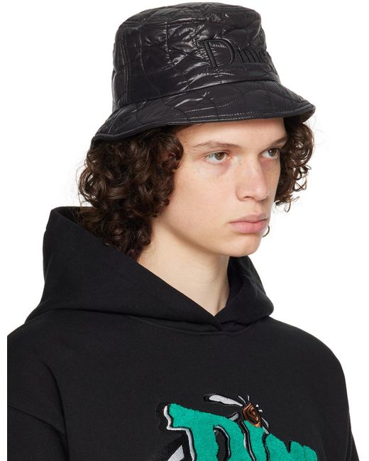 Dime Black Quilted Outline Bucket Hat for men