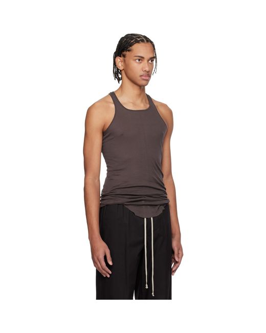 Rick Owens Black Temple Basic Rib Tank Top for men