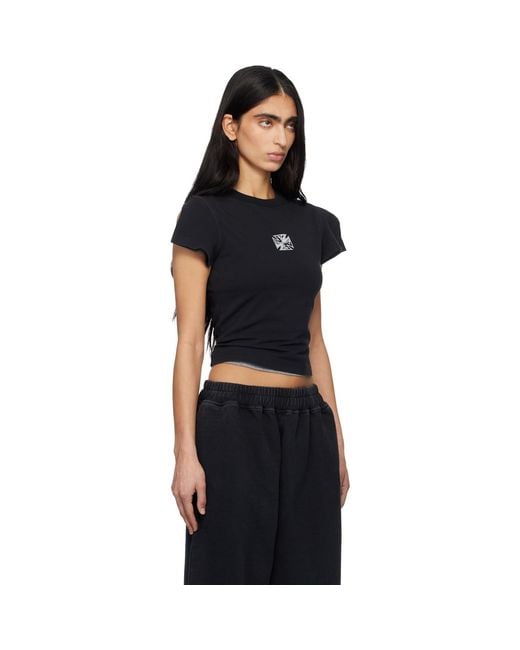 Vetements Black Biker Cross Logo Front Sleeve T-Shirt