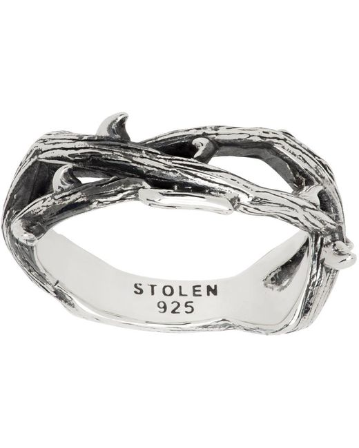 Stolen Girlfriends Club Metallic Twisted Thorn Band Ring for men