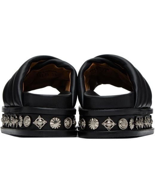 Toga Black Embellished Leather Sandals