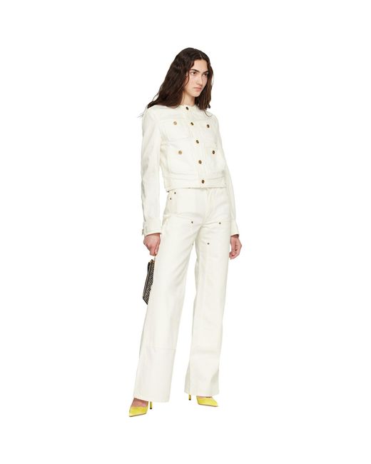 Balmain White Off- Loose-Fit Denim Jeans