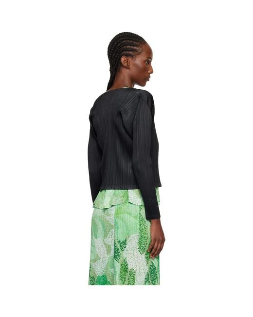 Pleats Please Issey Miyake Black Facade Cardigan