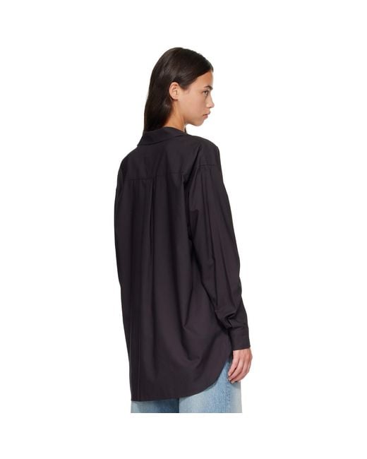Ssstein Black Pima Cotton Oversized Skipper Shirt
