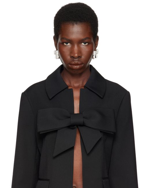 ShuShu/Tong Black Yvmin Edition Ceramics Bowknot Nacre Earrings