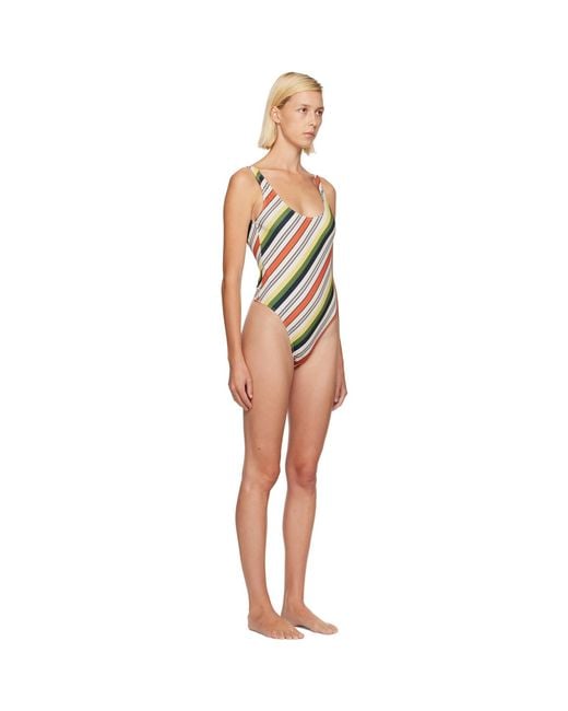 Jean Paul Gaultier Multicolor Printed Retro Stripe Swimsuit