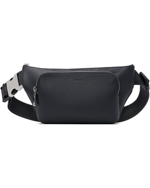 Boss Black Leather Belt Bag for men