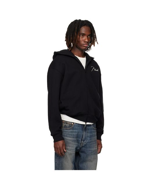 Rhude Black Classique Zip Up Hoodie for men