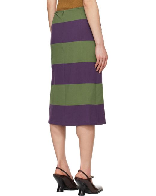 Dries Van Noten Black Striped Midi Skirt