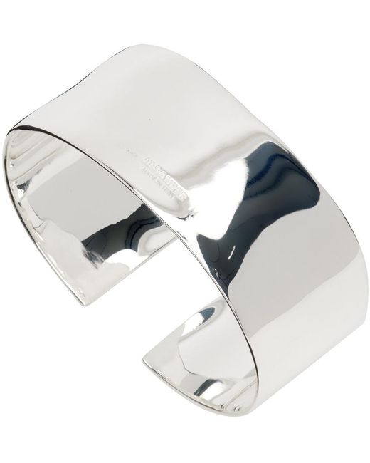 Jil Sander White Silver Band Bracelet for men