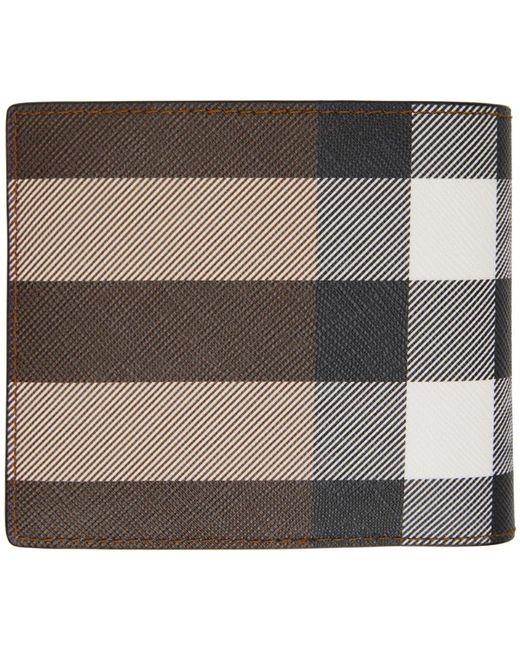 Burberry Gray Brown Check Wallet for men