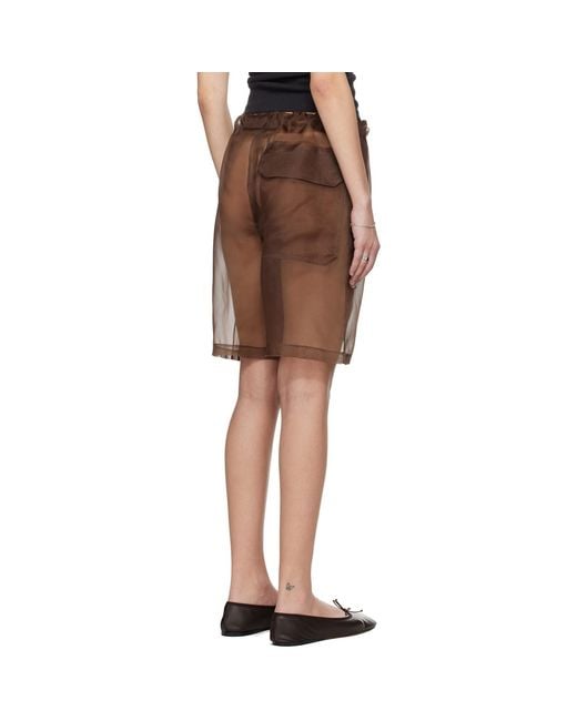Meta Campania Collective Black Neil Exaggerated See-Through Silk Drawstring Shorts