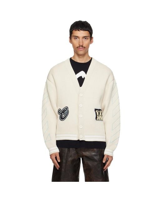 Off-White c/o Virgil Abloh Natural Star Varsity Knit Cardigan for men