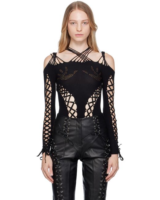 Sinead Gorey Black Lace-up Bodysuit