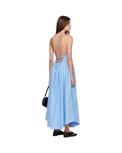 Ganni Blue Poplin Maxi Dress