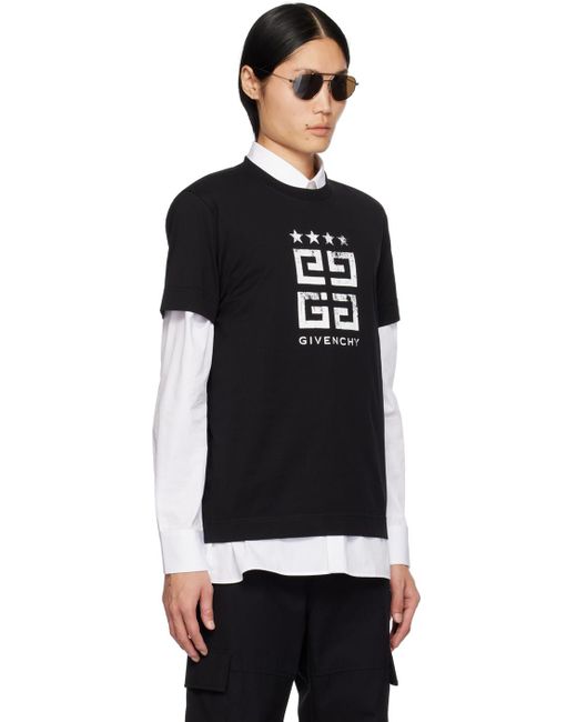 T-shirt noir à image et à logos 4g Givenchy pour homme en coloris Black