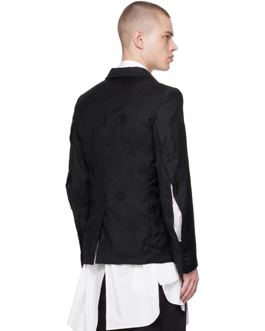 COMME DES GARÇON BLACK Black Comme Des Garçons Embroidered Blazer for men