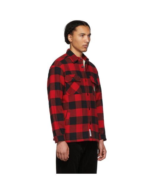 Carhartt WIP Cotton Red And Black Check Merton Jacket Shirt for Men | Lyst