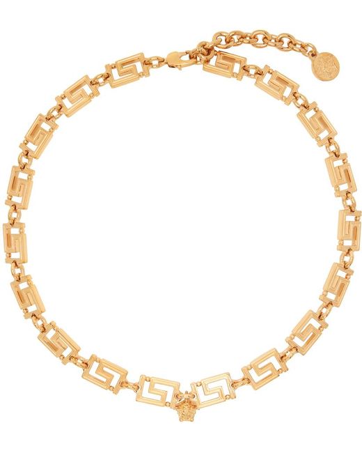 Versace Metallic Gold Greca Necklace for men