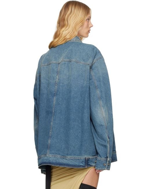 Rick Owens Blue Hollywood Jumbo Worker Denim Jacket