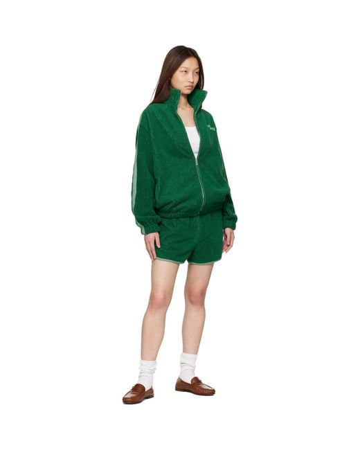 Versace Green Cotton-Terry Jacquard Sweat Shorts