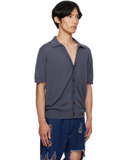 Vivienne Westwood Blue Cotton Polo Cardigan for men