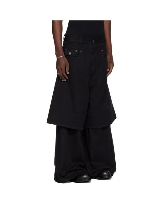 Lu'u Dan Black Double-Deck Denim Jeans for men