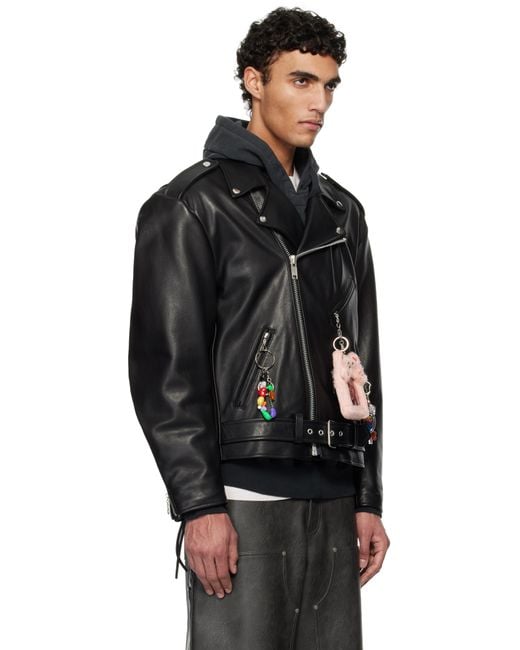 Doublet Black Ita Riders Leather Jacket for men