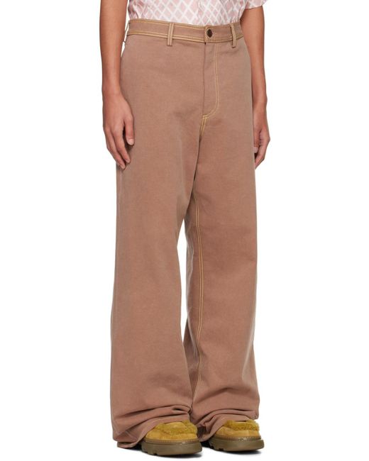 メンズ Marni ブラウン コントラストステッチ ジーンズ Multicolor