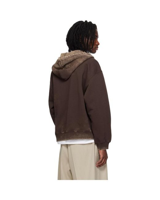 MMIC Brown Dusk Zip Up Hoodie for men