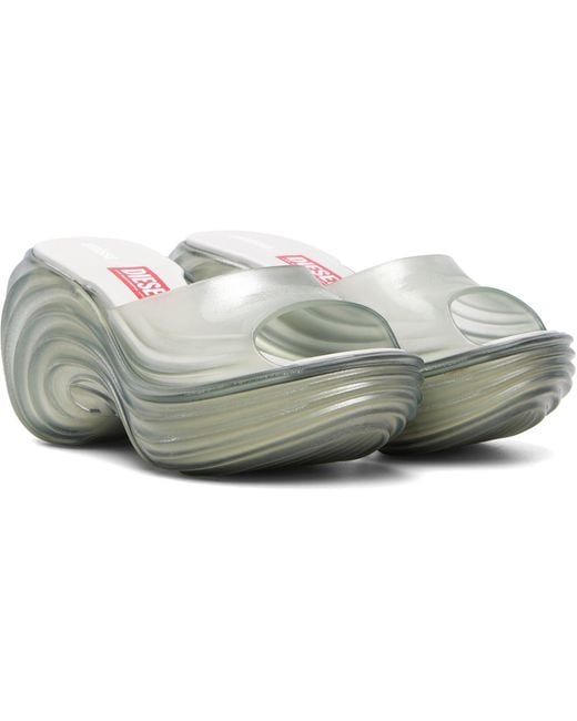 DIESEL Gray Transparent Melissa Edition Platform Mule Sandals