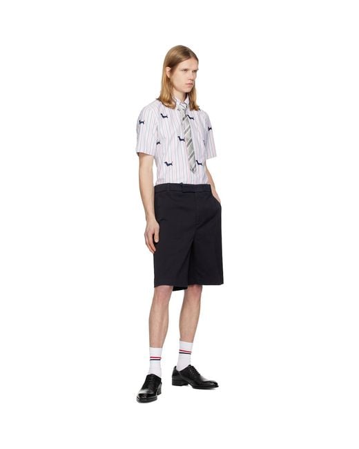 Thom Browne Black Outlined Repp Stripe Classic Tie for men